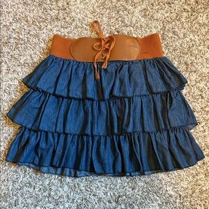 Denim Ruffle Skirt